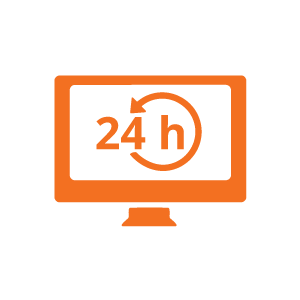 oranges Icon Computerbildschirm 24 Stunden