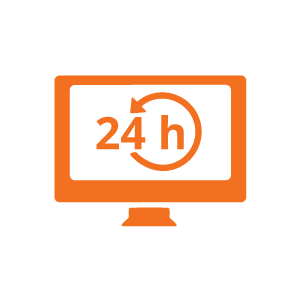 Icon_Availability oranges Icon Computerbildschirm 24 Stunden