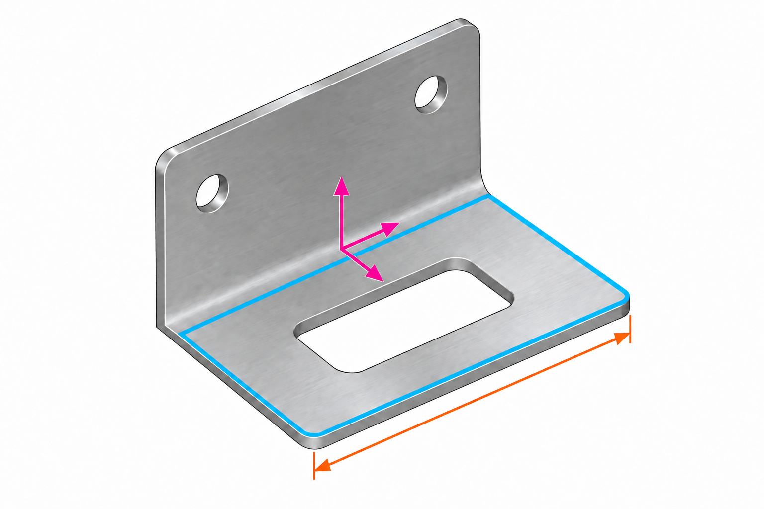 Blechbauteil mit bewusst positionierter Skizze und veränderbarer Breite