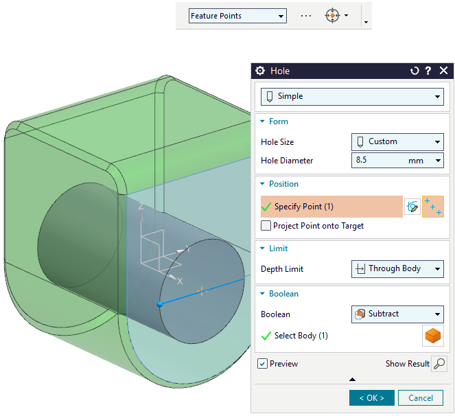 Bohrungen mit bewusst gewählten Referenzen aufbauen – Beispiel in Siemens NX