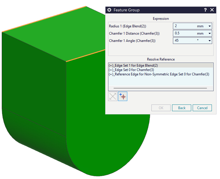 Mehrere Features gemeinsam bearbeiten – Beispiel in Siemens NX